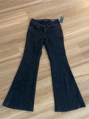 Black Flared Panel Jeans